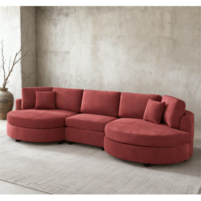 3-Seater Sofa 129" Upholstered Sofa Couch With Curved Design