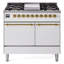 Cuisinière à double combustible de 40 po avec 6 brûleurs scellés et plaque chauffante ILVE Nostalgie II Series (porte pleine)-708322064-708322099