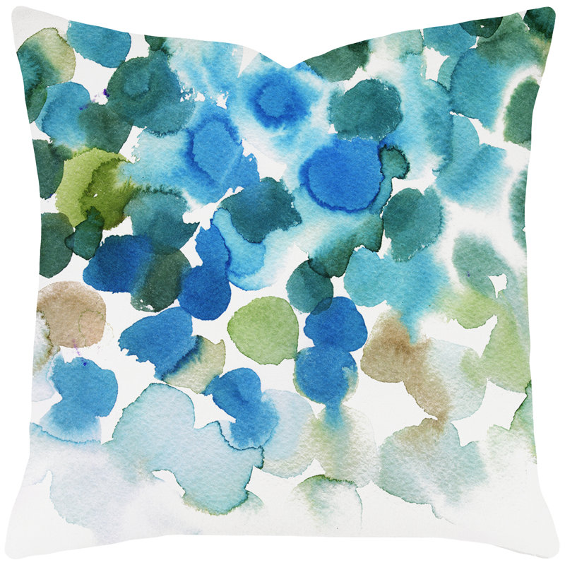 Housse de coussin en coton aquarelle/insert, 20 po x 20 po, Bleu