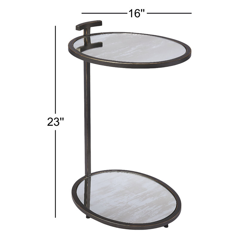 Ciro Metal & Mirrored Side Table, Metallic Gray
