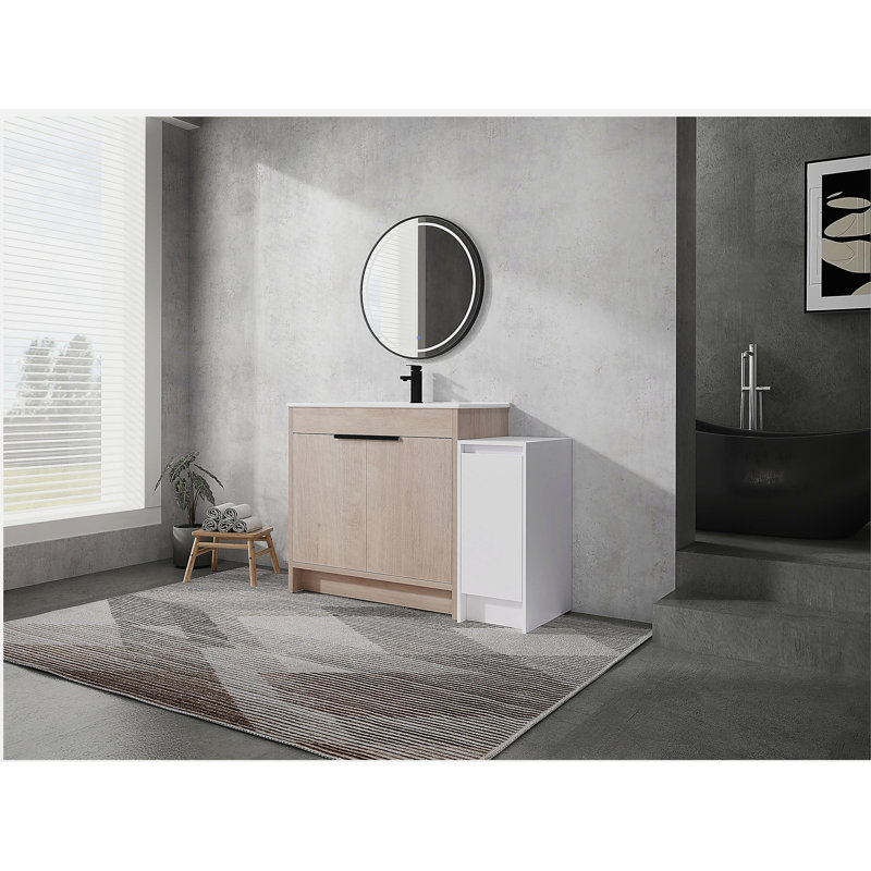 48 Inch Freestanding Bathroom Vanity with Ceramic Sink and Storage Cabinets, Soft Closing Door, Combination Cabinet, KD-Package
