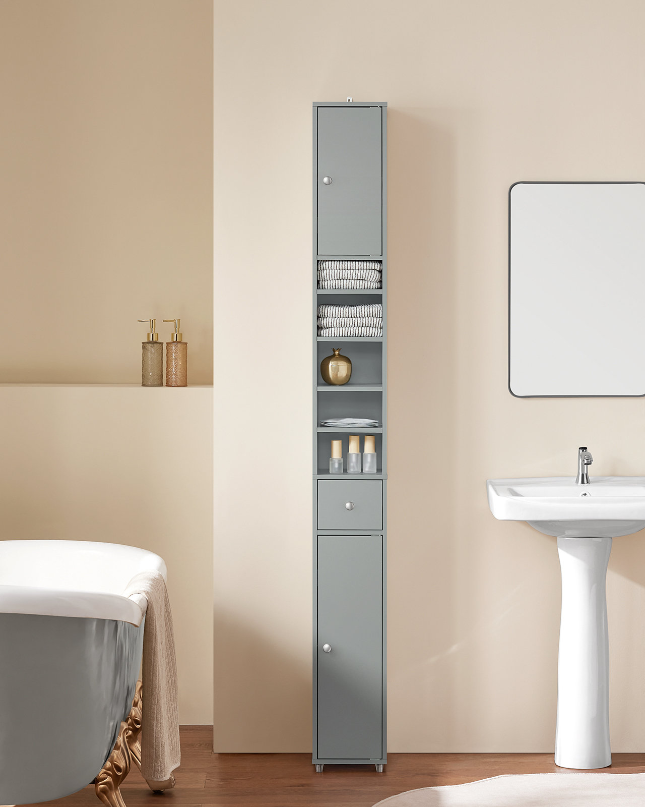Armoire de rangement à roulettes etroite, chariot en plastique mince à 5 tiroirs, roues intégrées, salle de bain, bureau (5 tiroirs,blanc Armoire de rangement à roulettes etroite, chariot en plastique mince à 5 tiroirs, roues intégrées, salle de bain, bureau (5 tiroirs,blanc