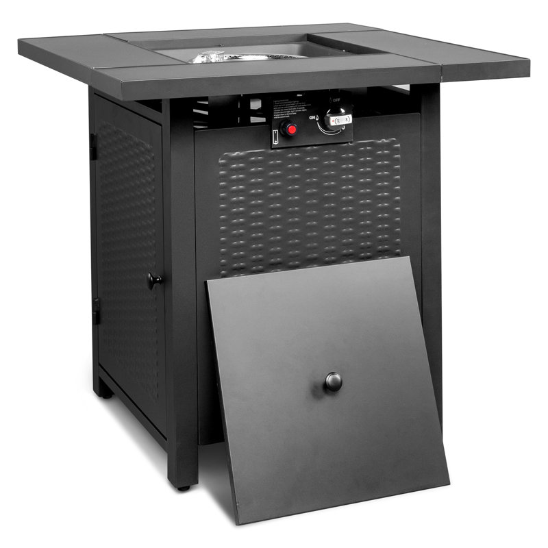 Square Stainless Steel Propane Fire Pit Table with Hidden Fuel Tank