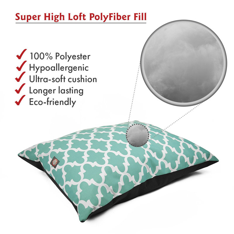 Teal Geometric Polyester Small Pet Pillow Bed