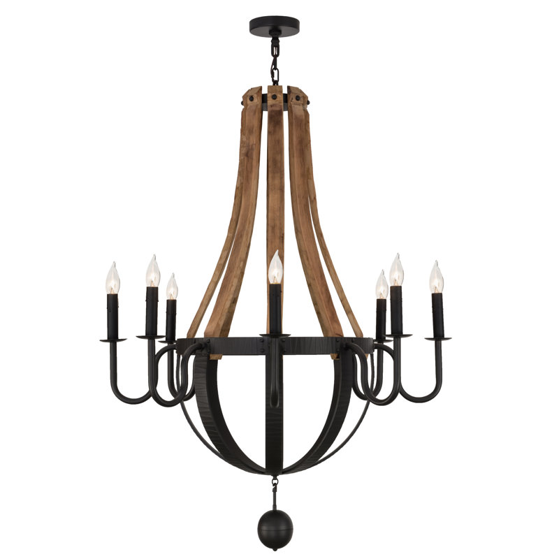 8 - Light Chandelier, Dark Brown, 48" H x 43" W x 43" D