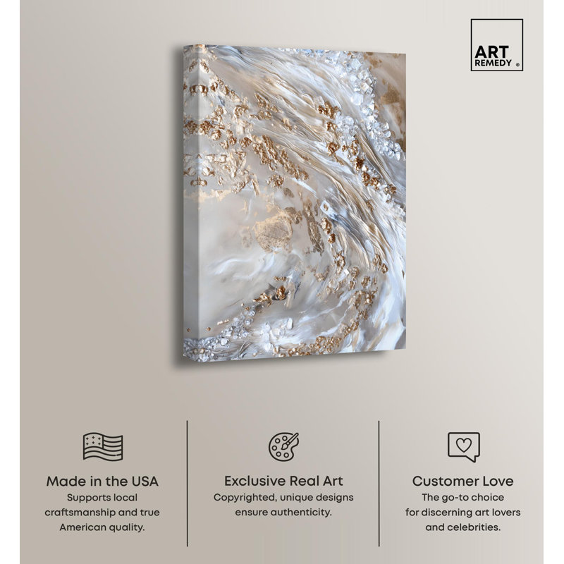 Elegant Gold Abstract Canvas Art, 24" x 16"