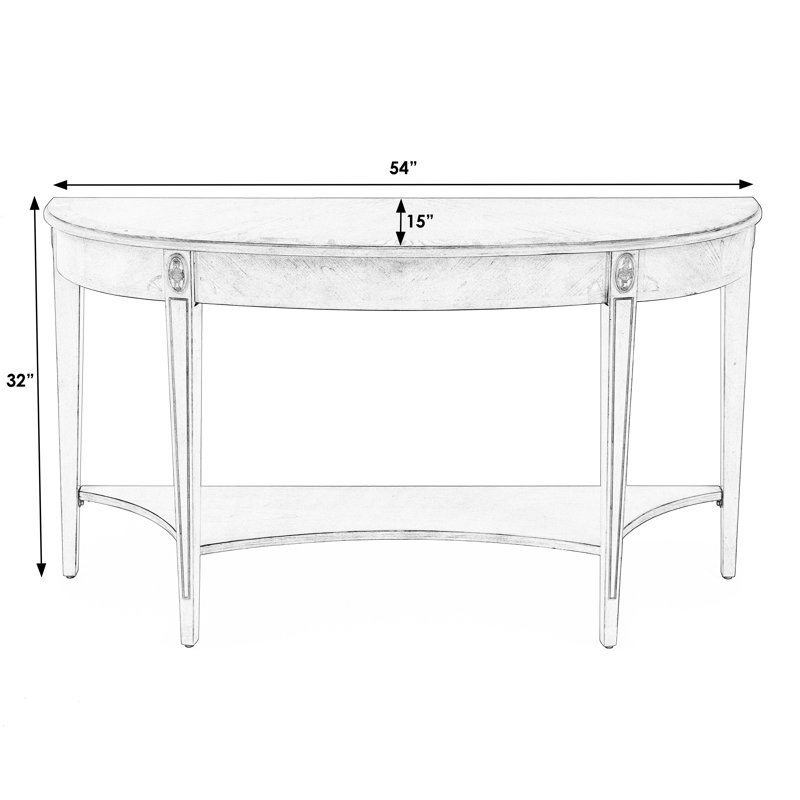 Astor 54"W Demilune Console Table, Antique Beige