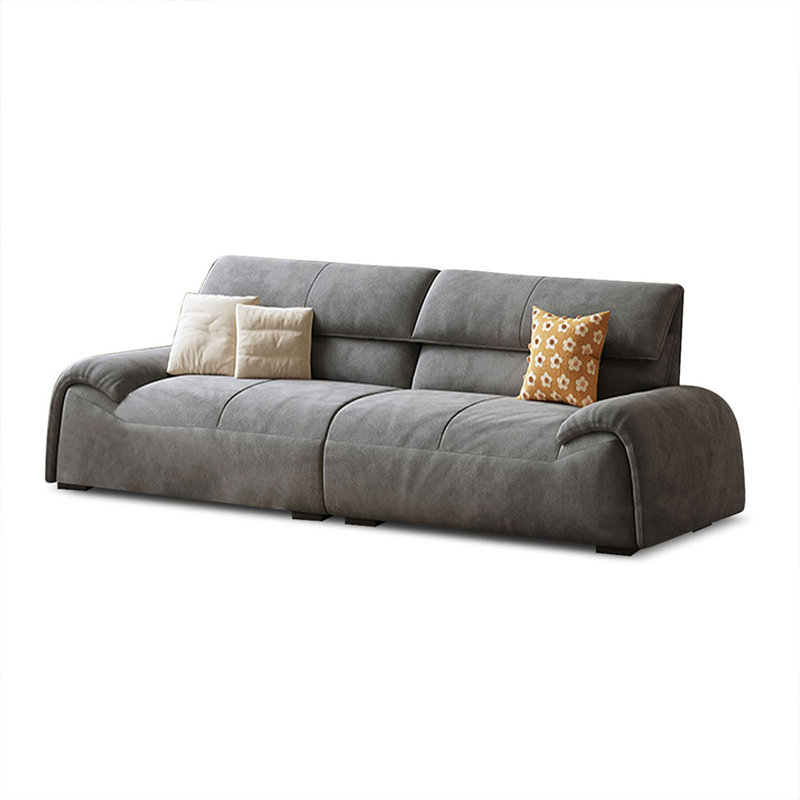 Canapé modulaire en velours, Gris, 31.5" H x 85.83" W x 36.22" D