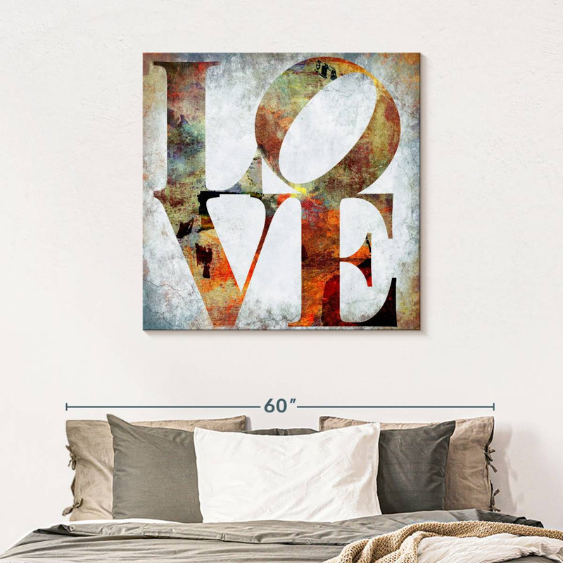 «Love Typographie I», reproduction sur toile, H 39 po x l 39 po x P 1,25 po