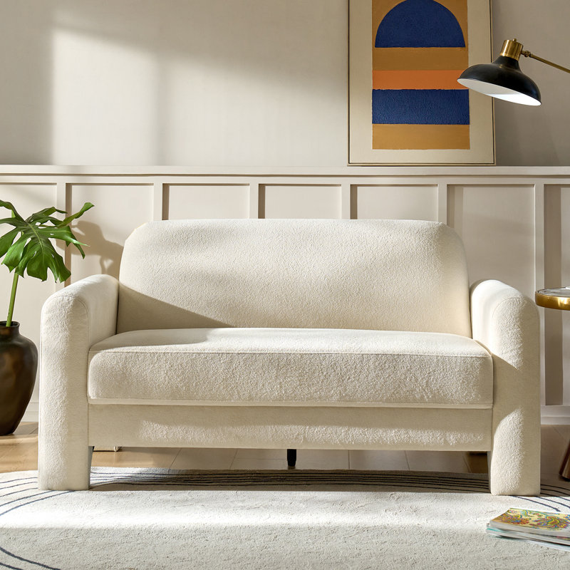 Werts 59.5" Modern Curved Chenille Loveseat Sofa, Ivory
