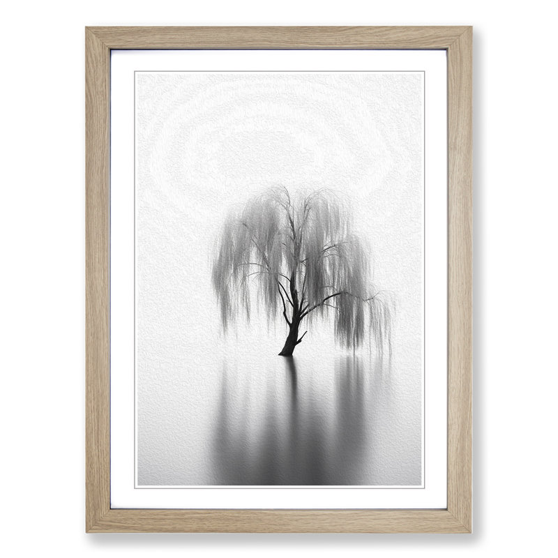Weeping Willow Minimalism - Framed Print, 64cm H x 46cm W, Oak Framed