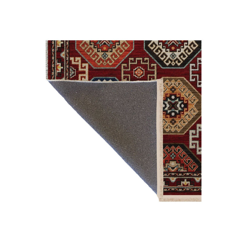 Tapis décoratif rétro bourgogne, Rectangle 3 pi 3 po x 4 pi 11 po
