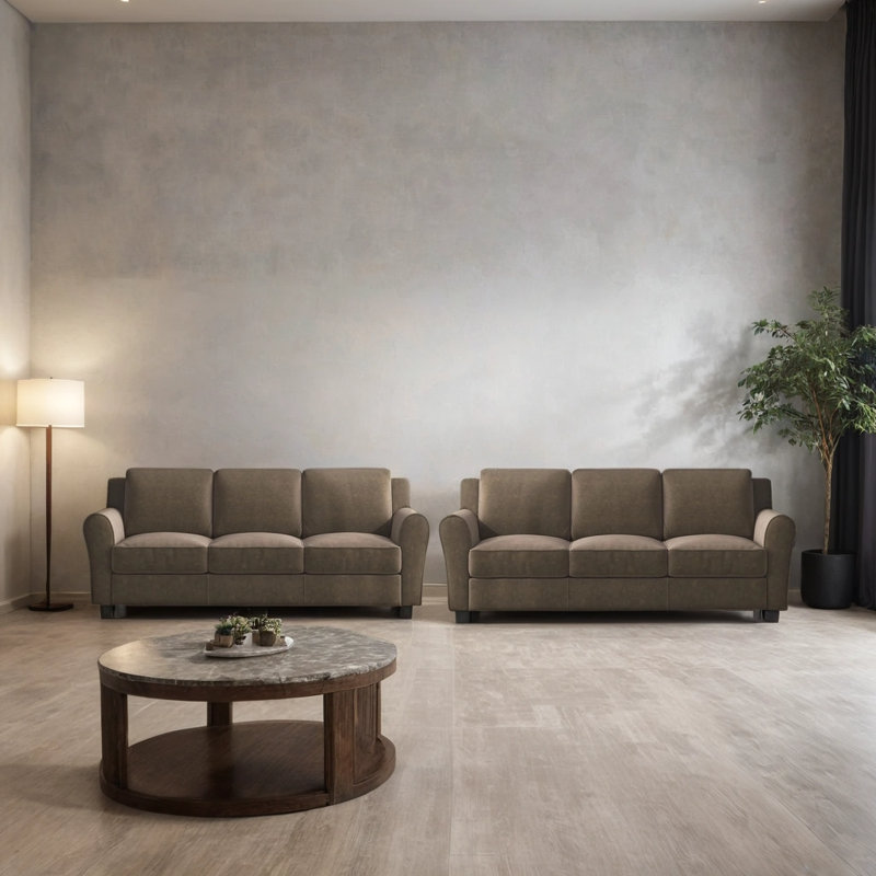 80.7" Wide Modern Velvet Upholstered Sofa(Set Of 2), Brown