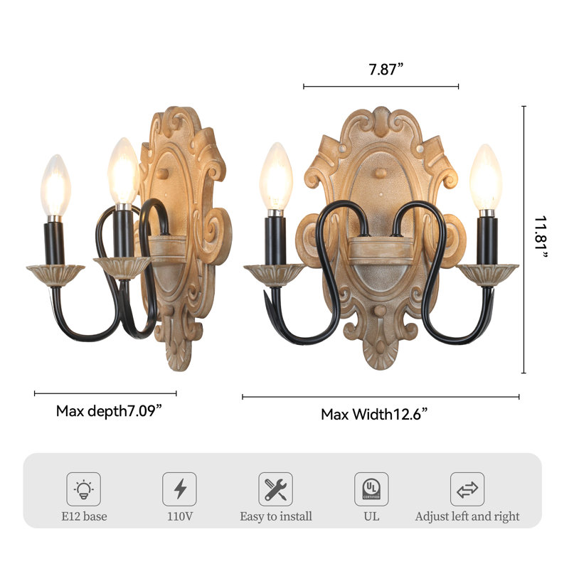 Antique 2-Light Wall Light French Country