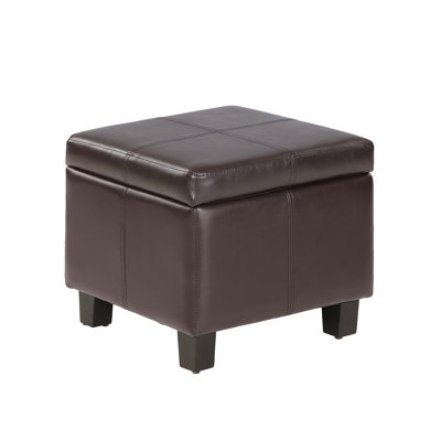 Louella 42cm Wide Faux Leather Square Solid Colour Cube Ottoman with Storage