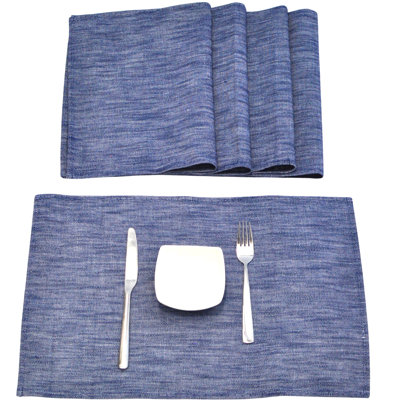 Dining Table Placemats Cotton Washable Woven Cloth Rectangle Place Mats  13"x20" (Set of 4)