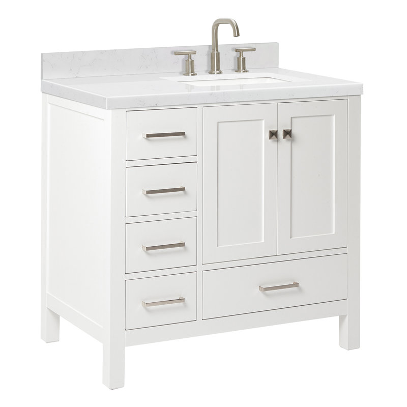  Meuble-lavabo simple 36,25 po avec comptoir, Blanc