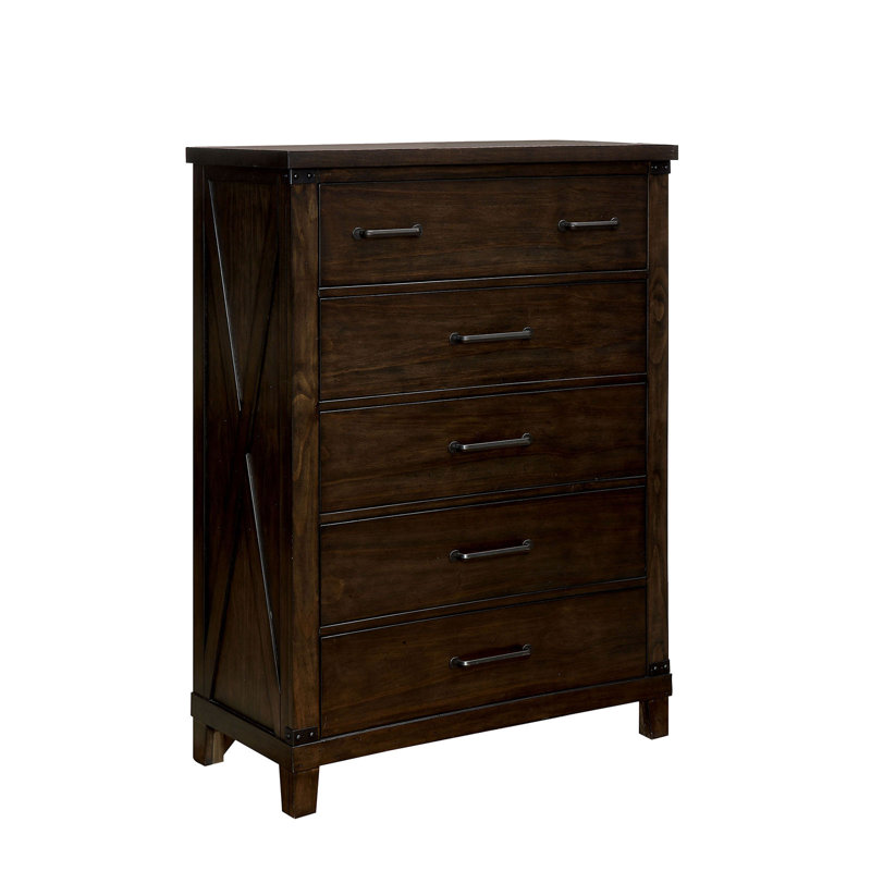 Commode à 5 tiroirs 38 po Jakobe, Noyer foncé