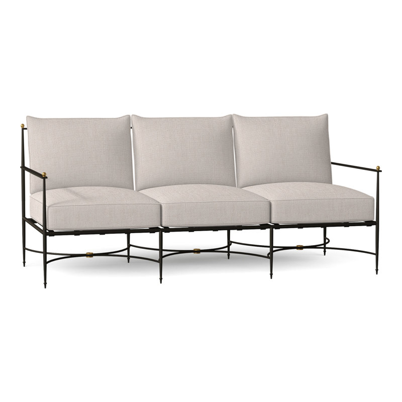 Roma 77" Wide Outdoor Patio Sofa with Cushions, No Welt, Perigold Play Oat