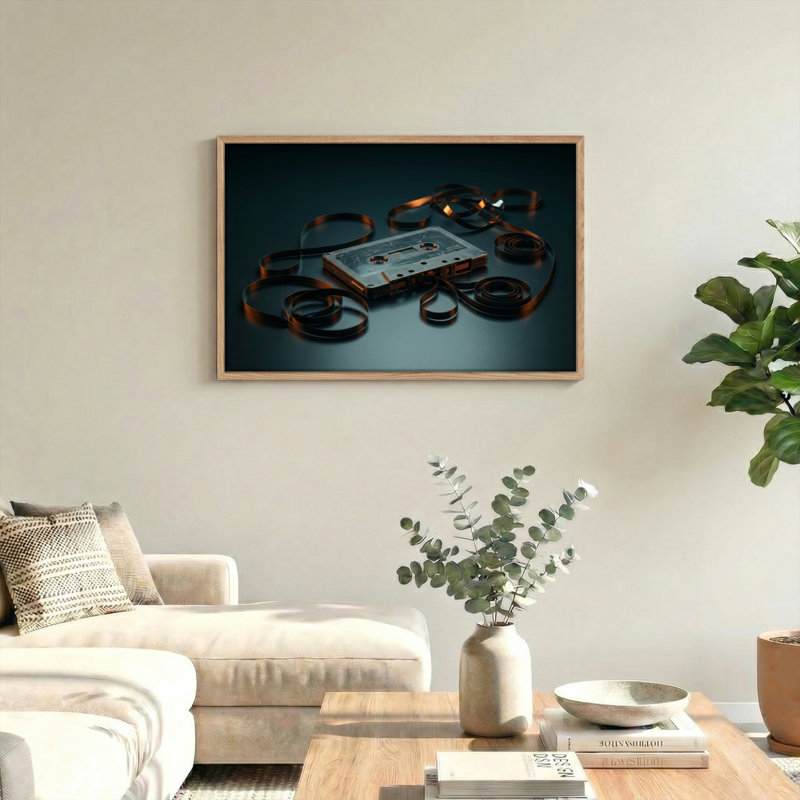 Ensemble de 1 tableau sur toile en forme de cassette audio, 36"H x 48"W, Natural