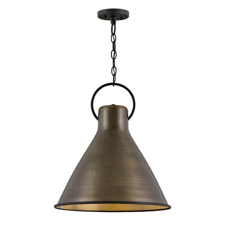 Luminaire suspendu conique à 1 lumière Dax, H 21,5 po x l 18 po x P 18 po, Blanc poli