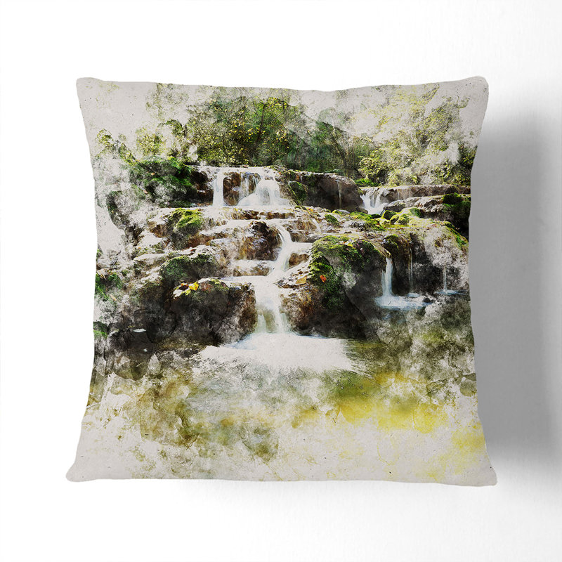 Forest Stream Vol.2 Square Throw Cushion, Stone, 55cm H x 55cm W x 20cm D