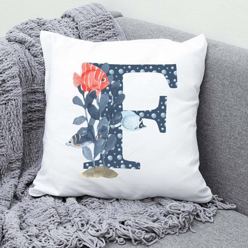 Nautical Sea Life_177 - Coussin décoratif avec coussin décoratif, H 14 po x l 14 po