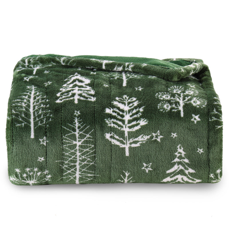 Couverture chauffante électrique en flanelle avec 4 niveaux de chauffage, Plaids, Floral, Vert/blanc