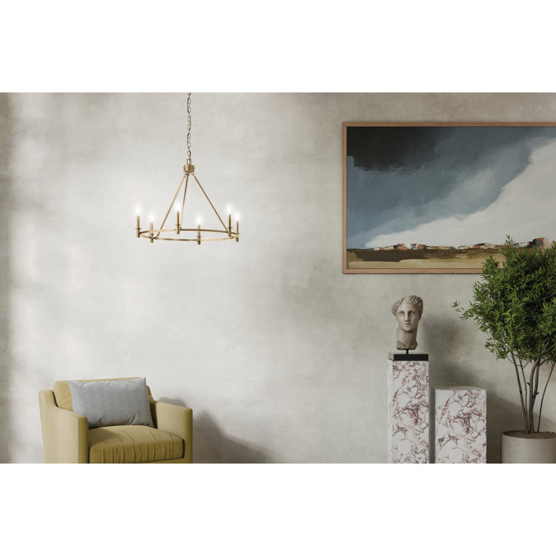 Steel Dimmable Chandelier, 6, Bronze, 23.75" H x 32.25" W x 32.25" D