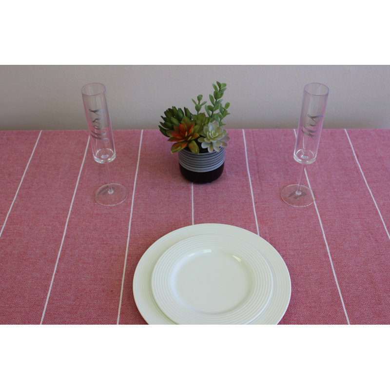 Cannady Striped 100% Cotton Tablecloth, Red, 60" W Round