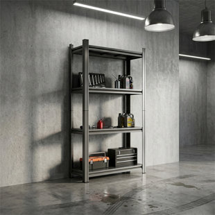 4-Tier Metal Storage Rack, Height-Adjustable, Multi-Purpose Unit, Modern Industrial Style