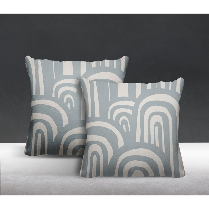  Coussin décoratif intérieur / extérieur abstrait carré, L 19 po x H 19 po, gris