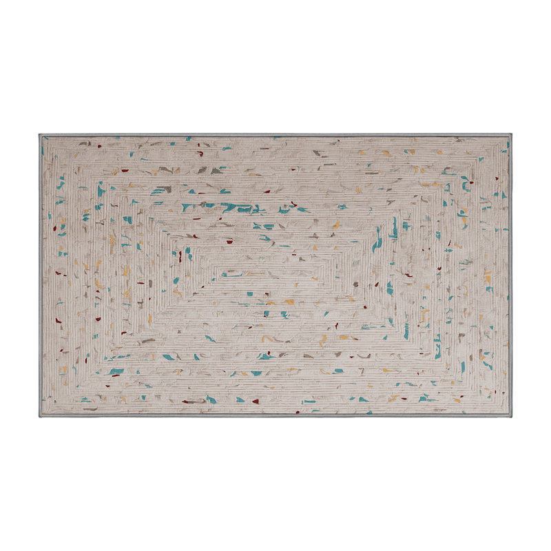 Machine Washable Gray Area Rug, Rectangle 3' x 5'