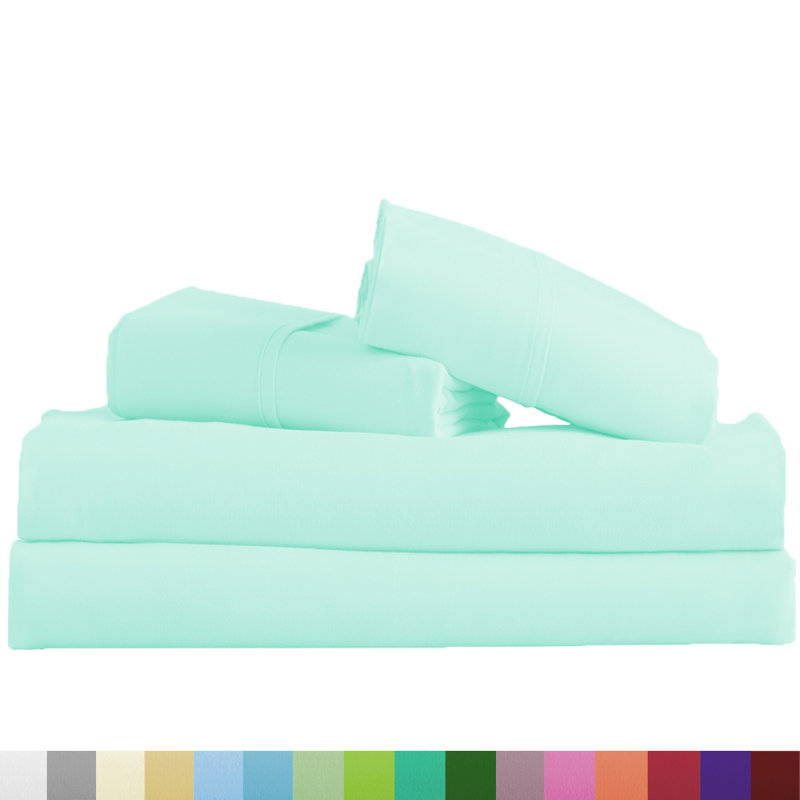 Signature Series Microfiber Sheet Set, Cal.King Sheet Set + Fitted Sheet + 2 Pillowcases, Aqua