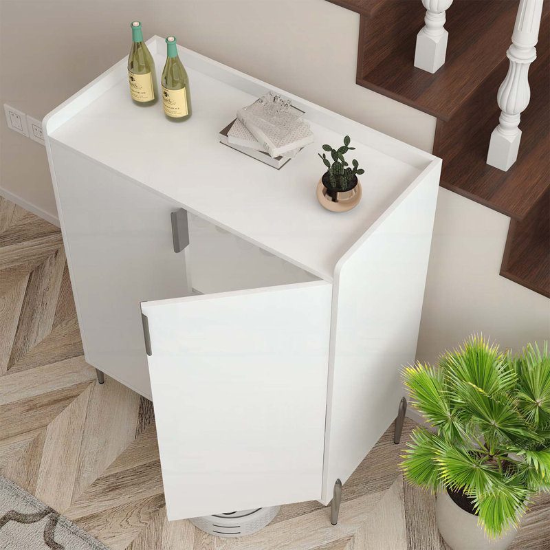 Bar à vin 2 portes avec tablettes réglables, White/Black