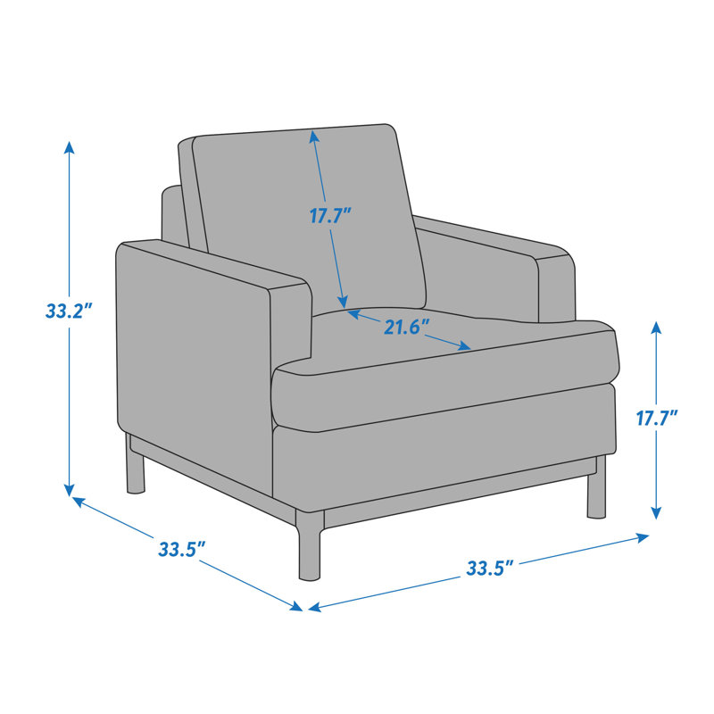 Deandrew 33.5'' Wide Accent Chair, Smoke White Polyester Twill