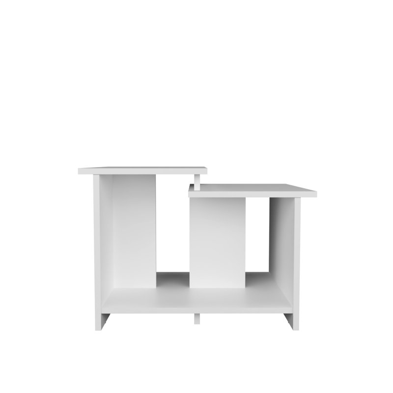 Table basse moderne et moderne avec tablette ouverte, élégante pour un usage domestique, Blanc