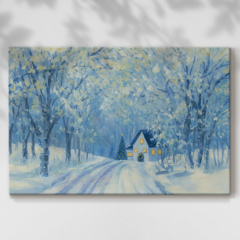 «Icy Manger at Twilight» - Toile tendue avec châssis de qualité supérieure, H 18 po x l 12 po