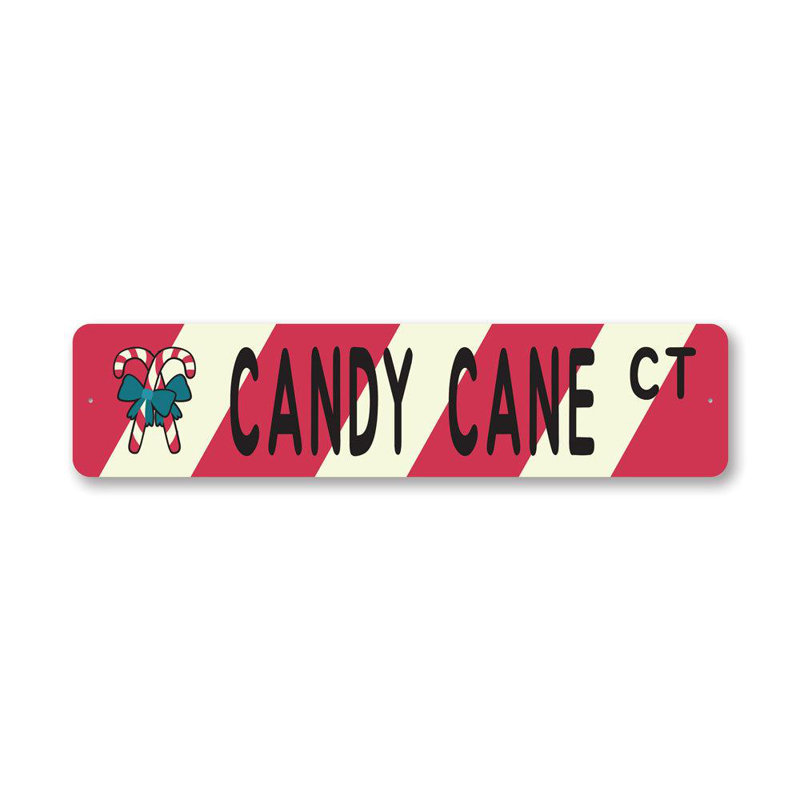 Plaque en aluminium Candy Cane Street, H 4 po x l 18 po x P 0,04 po