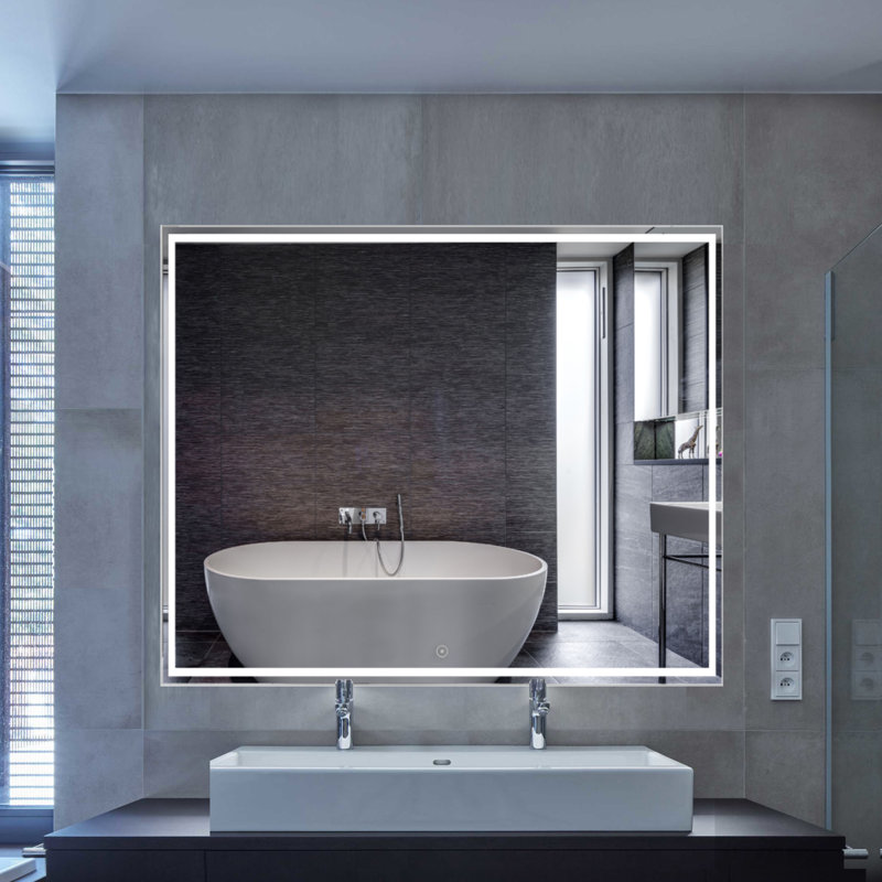 Attache Rectangle LED Backlit Wall Mounted Bathroom Mirror, 32" x 40"