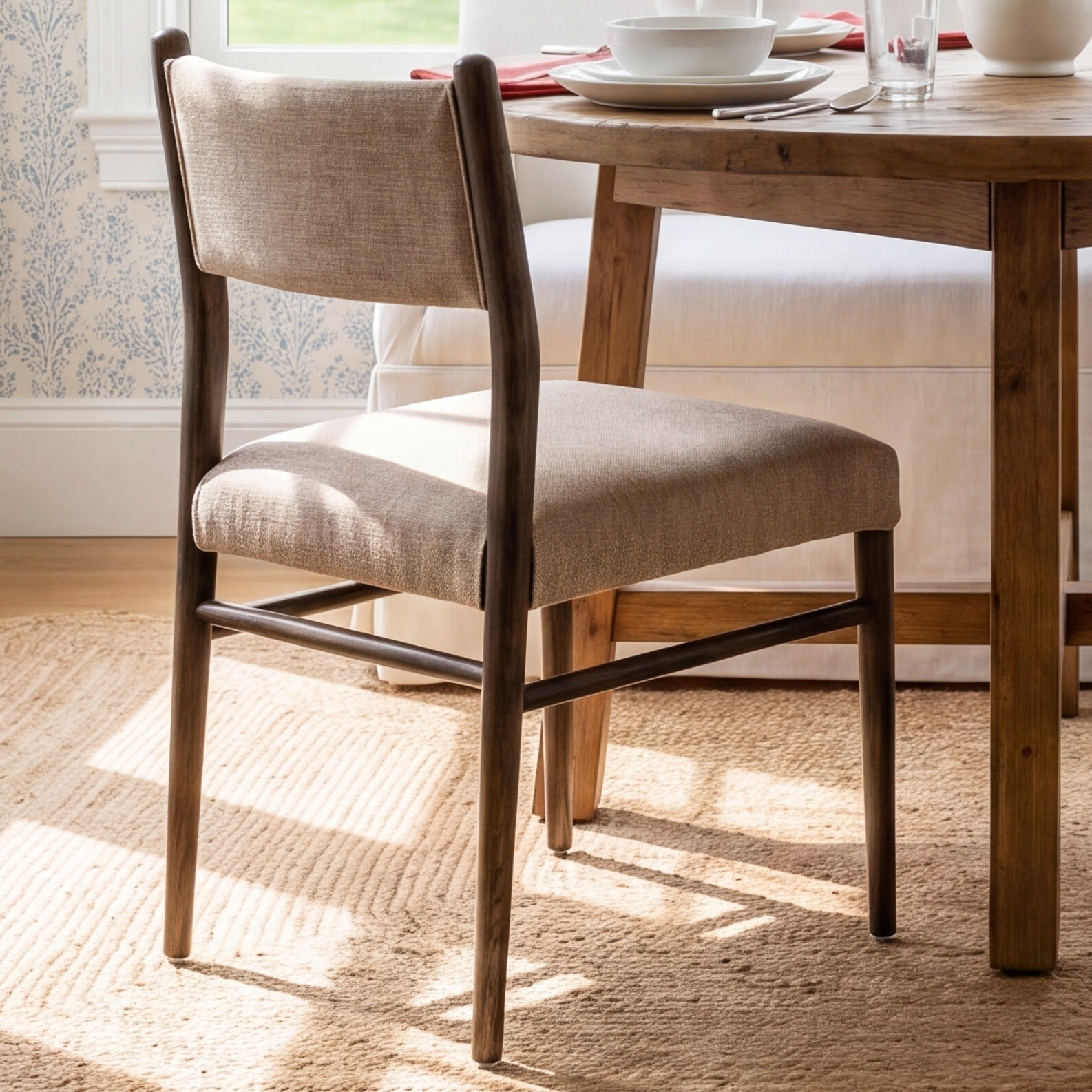 Violeta Oak Dining Chair, Alcala Fawn Polyester Blend