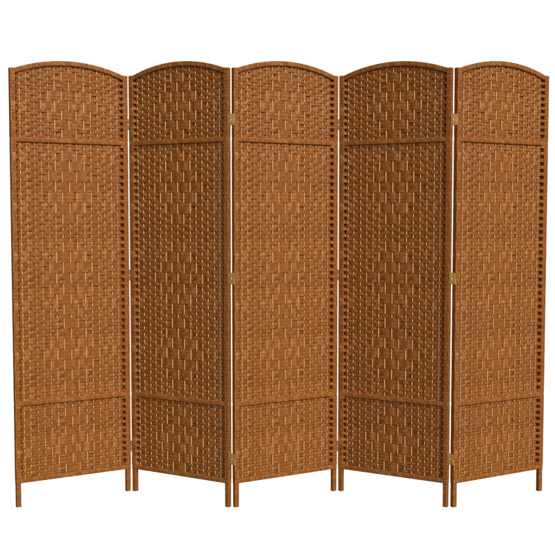 Paravent pliant en bambou / rotin Broch, Beige foncé, 5