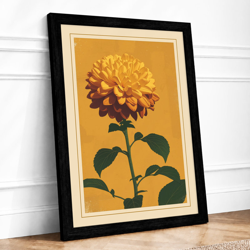 Golden Chrysanthemum Botanical - Print, Black, A4 - 29.7 x 21.0 cm