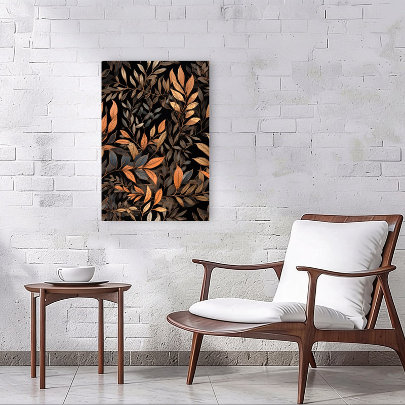 «Elegant Autumn Leaves», art mural élégant et abstrait forêt d'automne, H 36 po x l 24 po
