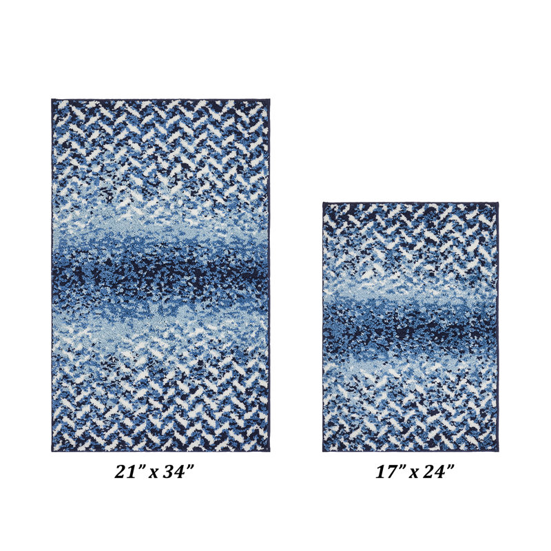Tapis pour salle de bain Lucertia avec envers antidérapant et tapis de bain lavables, Bleu
