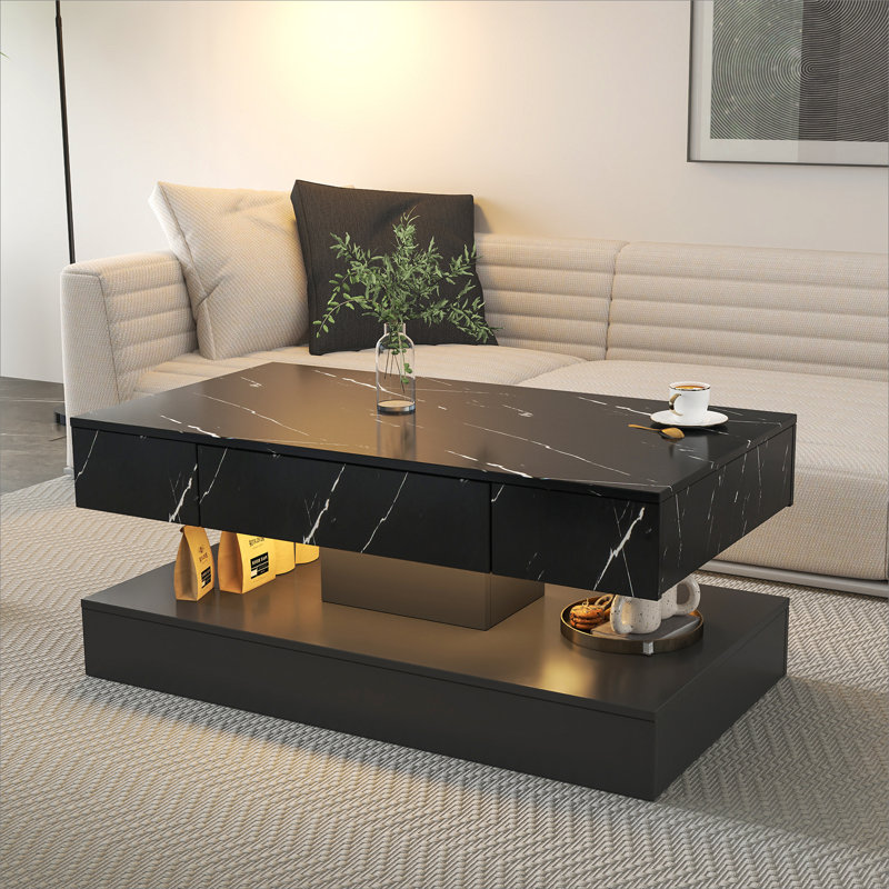 Table basse à DEL ultrabrillante, Noir, noir, noir, noir