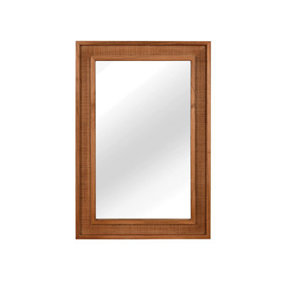 20"X30" Rattan Rectangle Solid Wood Frame Decorative Mirror,For Farmhouse,Bathroom,Home Decor,Entryway