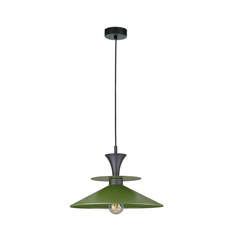 1 - Light Matte Black Dome Pendant, Black/Khaki
