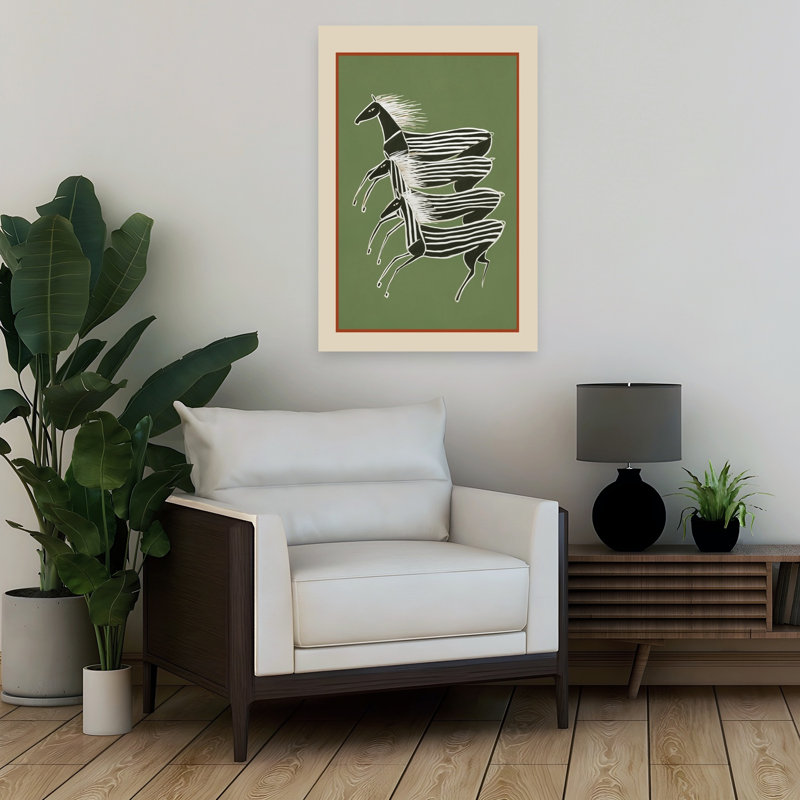 Courir, zèbres, art zèbre moderne, minimaliste, vert, faune