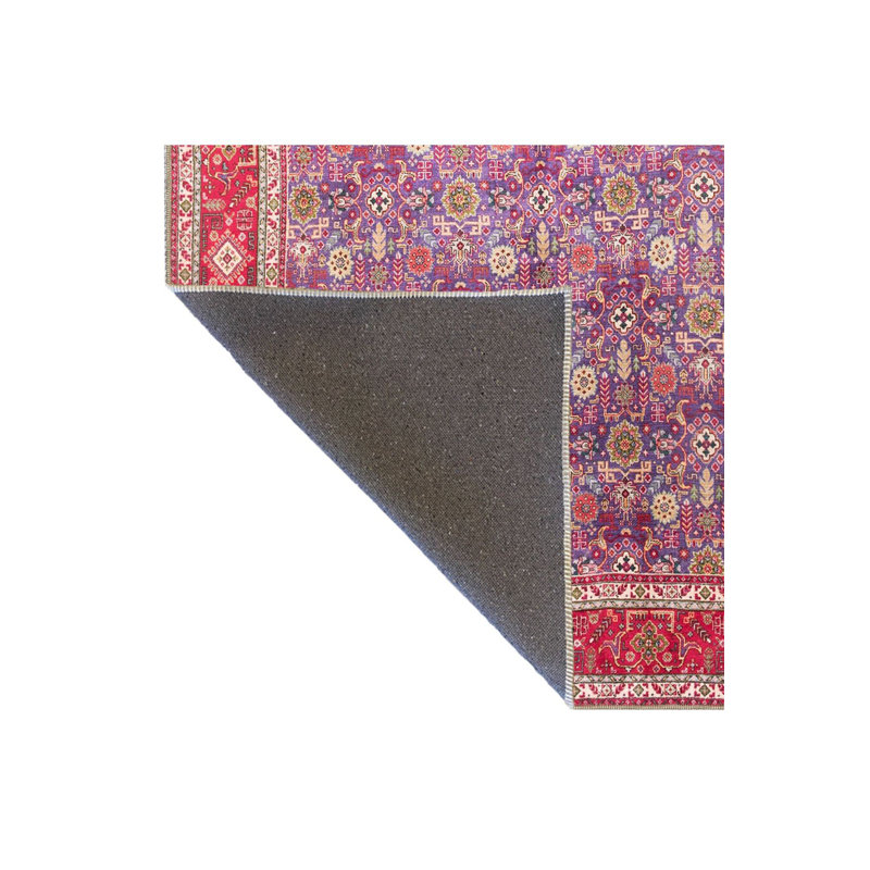 Tapis décoratif multicolore à motif floral traditionnel lavable à la machine, Carré 3 pi 3 po